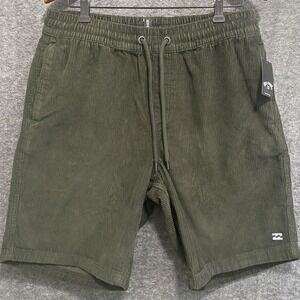 NWT Billabong Short Men L Green Mike EW Corduroy Pull On Drawstring Skate Grunge